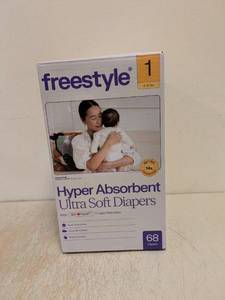 lot 50 image: NEW FREESTYLE HYPER ABSORBENT ULTRA SOFT DIAPERS SIZE 1 68PK
