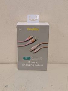 lot 10 image: NEW HAYDAY CHARGING CABLES 2PK USB A TO C