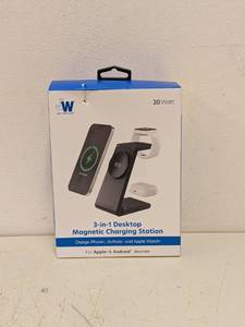 lot 24 image: NEW JUST WIRELESS 3-IN-1 DESKTOP MAGNETIC CHARGING STATION