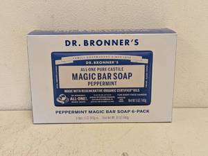 lot 101 image: NEW DR. BRONNERS PEPPERMINT MAGIC BAR SOAP 6-PACK