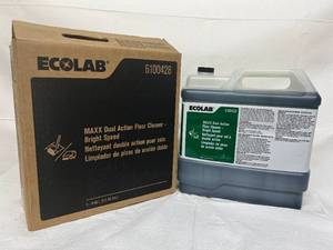 lot 12 image: MSRP $300  1 Case (1 -2.5 Gallon bottle per case) NEW Ecolab 6100428 MAXX Dual Action Floor Cleaner - Bright Speed