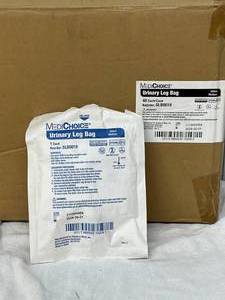 lot 39 image: MSRP $250  Case of 48 MediChoice Urinary Leg Bags, 600mL Medium, Sterile Single-Use, Latex-Free, Anti-Reflux Valve, Includes Tubing &amp Leg Straps, Hospital &amp Home Health Use
