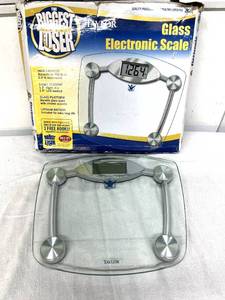 lot 40 image: The Biggest Loser Taylor Glass Electronic Digital Scale, 400 lb Capacity, 0.2 lb Precision, Large LCD Display, Tempered Glass Platform, Home Fitness Weight Scale - Open Box