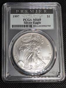 lot 37 image: American Silver Eagle 1997 PCGS MS69 $1 Silver Dollar