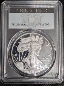 lot 38 image: American Silver Eagle 2019-W PCGS PR70DCAM First Edition (1 of 500) - 1 oz .999 Silver