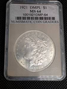 lot 41 image: Morgan Silver Dollar 1921 DMPL MS64 - One Dollar US Coin