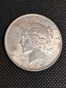 lot 42 image: 1922 Peace Dollar - U.S. Silver One Dollar Coin, Peace Design