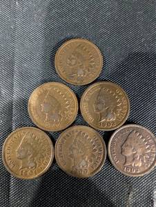 lot 69 image: Indian Head Cents 1900-1905 - 6 United States One Cent Copper Coins