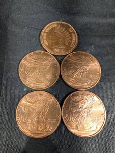 lot 70 image: Golden State Mint Copper Coins 1 oz .999 Fine - 5-Pack