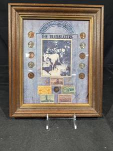 lot 74 image: The Trailblazers Framed Coin & Stamp Collage Display