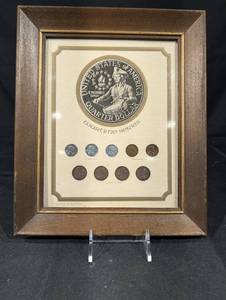 lot 75 image: The Kennedy Mint Time Series Lincoln Cent And War Nickel Framed Display