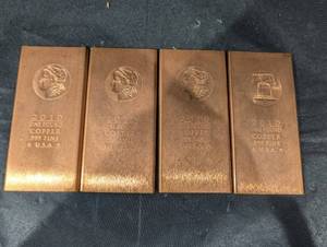 lot 83 image: Liberty Head Copper Bar - 2010 1 Pound .999 Fine - USA - 4 Pack