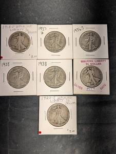 lot 105 image: Walking Liberty Half Dollars - Assorted Years (Lot of 7)