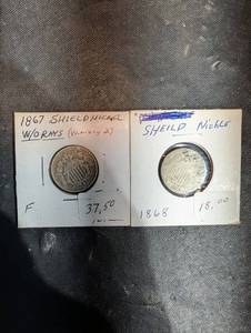 lot 108 image: Shield Nickels 1867-1868 (Lot of 2)