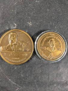 lot 135 image: CVN-76 Carrier Commemorative Coin & NMJ Masonic Eagle Coin - Set of 2