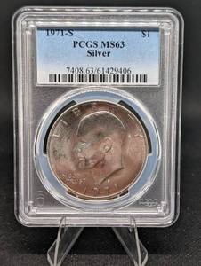 lot 153 image: PCGS MS63 1971-S Eisenhower Dollar - 40% Silver, San Francisco Mint