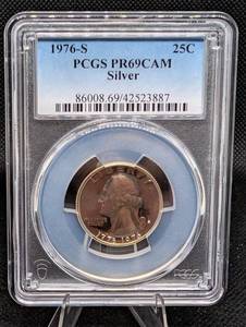 lot 160 image: PCGS PR69CAM - 1976-S 25C Bicentennial 90% Silver Quarter