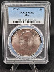 lot 161 image: PCGS Eisenhower Dollar 40% Silver 1971-S MS63