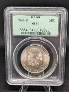 lot 163 image: 1949-D Franklin Half Dollar 50C PCGS MS64