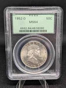 lot 164 image: Franklin Half Dollar 1952-D PCGS MS64 50C