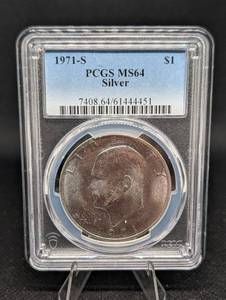 lot 165 image: 1971 40% Silver Eisenhower Dollar MS64