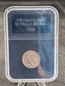 lot 191 image: Buffalo Nickel 1938 Uncirculated Coin in Slab