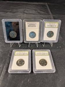 lot 193 image: (Lot of 5) Slabbed Dollar Coins