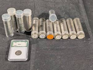 lot 201 image: Jefferson Nickel Collection - Tubes of Nickels with 1964 MS65 Slab
