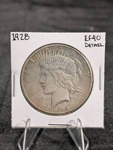 lot 217 image: 1928 Peace Dollar EF40 Detail