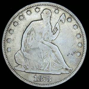 lot 5 image: Better Date 1873-P Seated Liberty Half Dollar, Closed 3, No Arrows, Original Surfaces