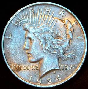 lot 19 image: XFAU 1924-P Peace Silver Dollar, Original Surfaces
