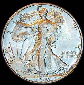lot 29 image: AU 1941-D Walking Liberty Half Dollar, details