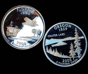 lot 34 image: (2) 90% Silver Proof ATB Quarters from Sets