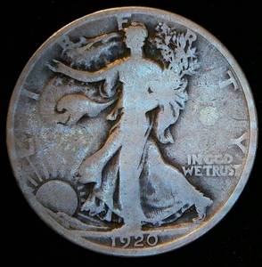 lot 30 image: Semi Key 1920-D Walking Liberty Half Dollar