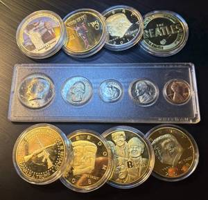 lot 47 image: 1973 Mint Set & (8) Plated Medallions