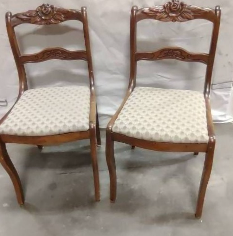 lot 44 image: Matching Duncan Phyfe Style Rose Back Chairs