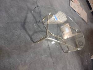 lot 24 image: Oval Glass Coffee Table Metal Gold-Tone Base
