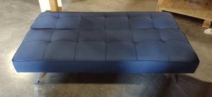 lot 83 image: Blue Fabric Metal Frame Futon
