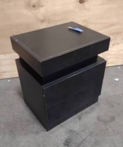 lot 88 image: Black Night Stand 2 Drawer with Lift Storage Compartment