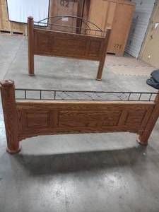 lot 156 image: Wood and Metal King Headboard and Footboard