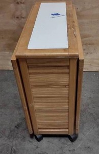 lot 182 image: Kitchen Work Table Double Drop Leaf With 3 Chairs Stored Underneath