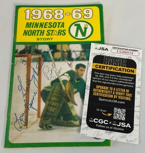 lot 27 image: JP Parise, Lou Nanne, Walt McKechnie, Garry Begg Signed 1968-69 Minnesota North Stars Story With JSA COA - Vintage Hockey
