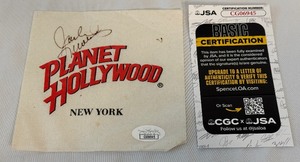lot 91 image: Jack Morris Signed Planett Hollywood Napkin With JSA COA - Minnesota Twins Baseball