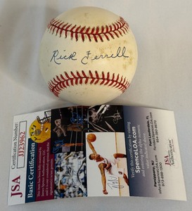 lot 39 image: Rick Ferrell Signed Rawlings OALB Brown Baseball With JSA COA