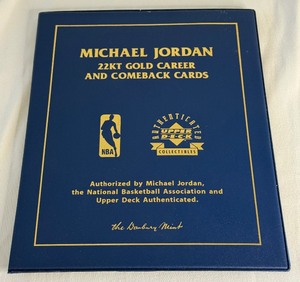 lot 53 image: Michael Jordan 22kt Gold Career and Comeback Cards Basketball Book Upper Deck by Danbury Mint