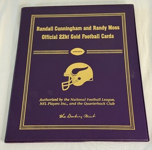 lot 58 image: Randall Cunningham and Randy Moss Official 22kt Gold Football Cards Book Minnesota Vikings by Danbury Mint