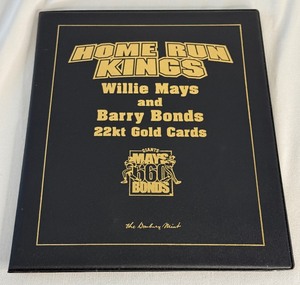 lot 63 image: Home Run Kings Willie Mays and Barry Bonds 22kt Gold Cards Baseball Book by Danbury Mint