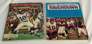 lot 68 image: (2) Fran Tarkenton and Minnesota Vikings Vintage Football Magazines