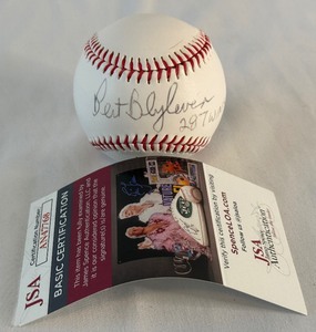 lot 35 image: Bert Blyleven Autographed and Inscribed 287 Wins Rawlings OLB3 Minnesota Twins Baseball With JSA COA