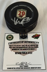 lot 102 image: Kevin Fiala Autographed Minnesota Wild Hockey Puck With COA